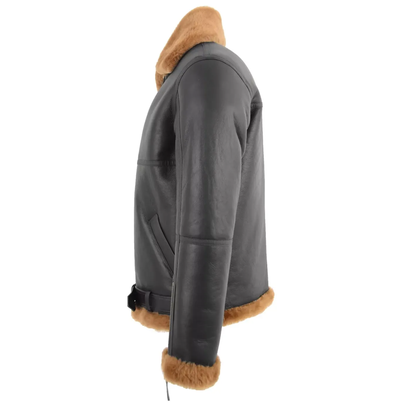 Brown Fur Shearling Leather Winter Jacket