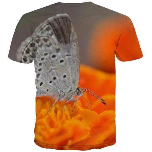 Butterfly T-shirt Men Flower T-shirts Graphic Colorful Shirt Print Harajuku Tshirts Cool Hilarious Tshirts Casual Short Sleeve