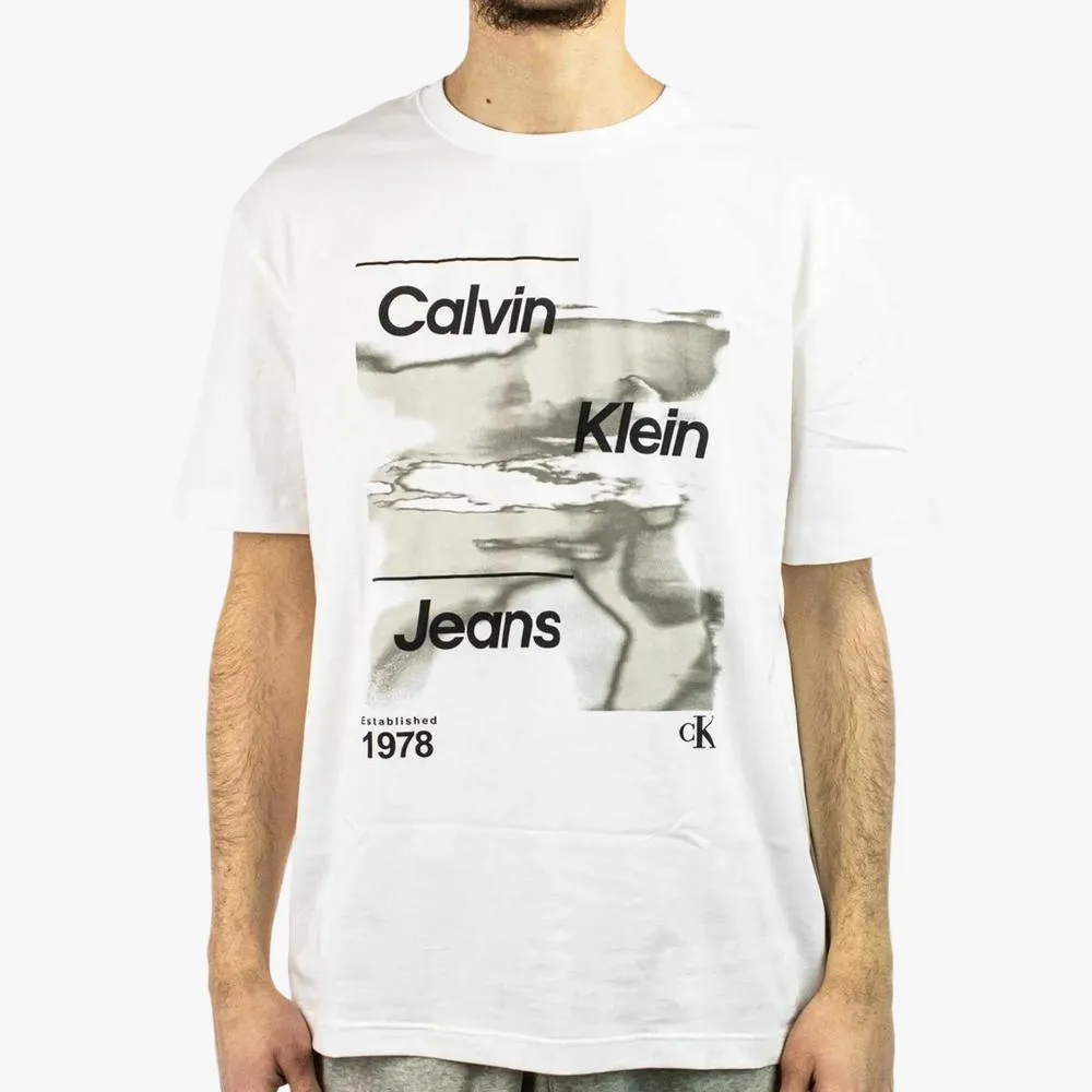 Calvin Klein Mens Diffused Logo Short Sleeve Tee White