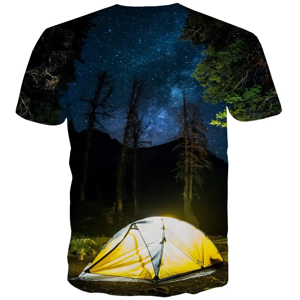 Camping T shirts Men Sunset T shirts Funny Forest Shirt Print Flame Tshirt Anime