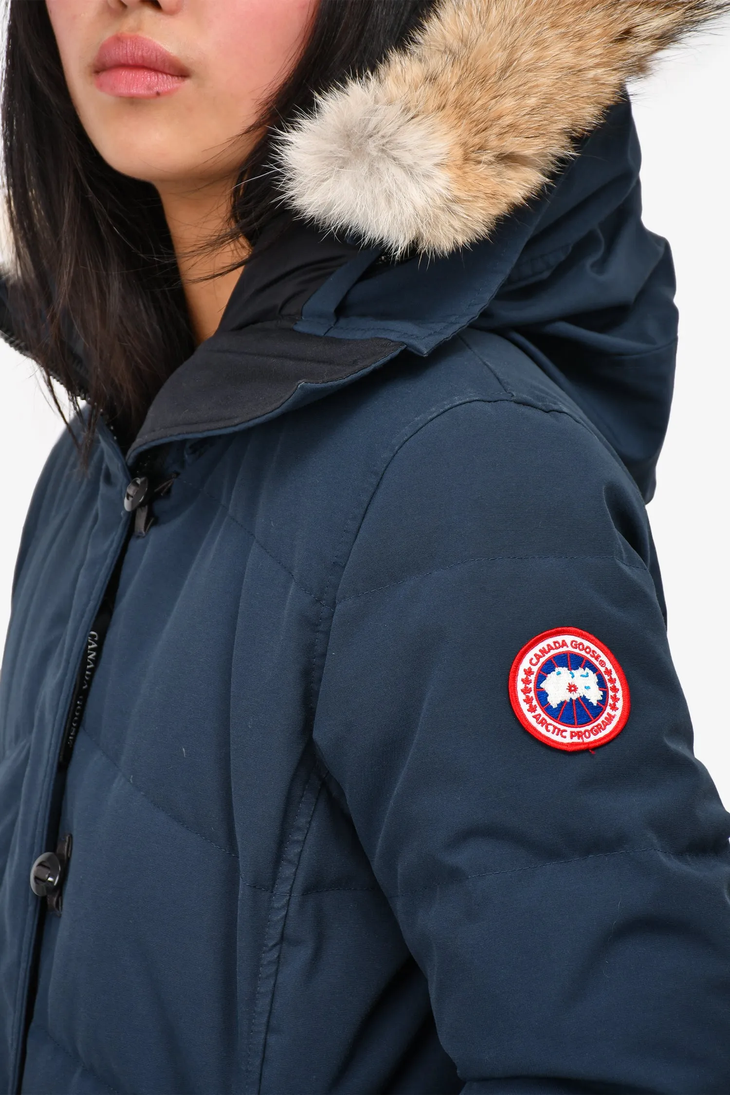 Canada Goose Navy Down Puffer Coat With Fur Hood Size M