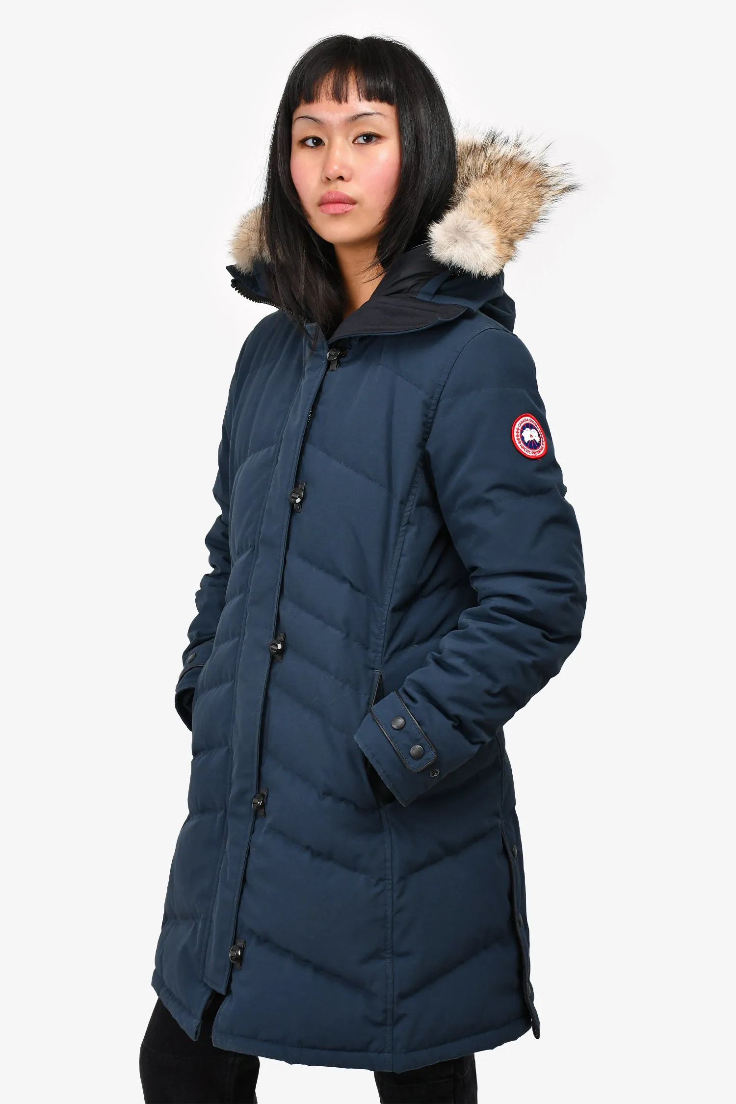 Canada Goose Navy Down Puffer Coat With Fur Hood Size M