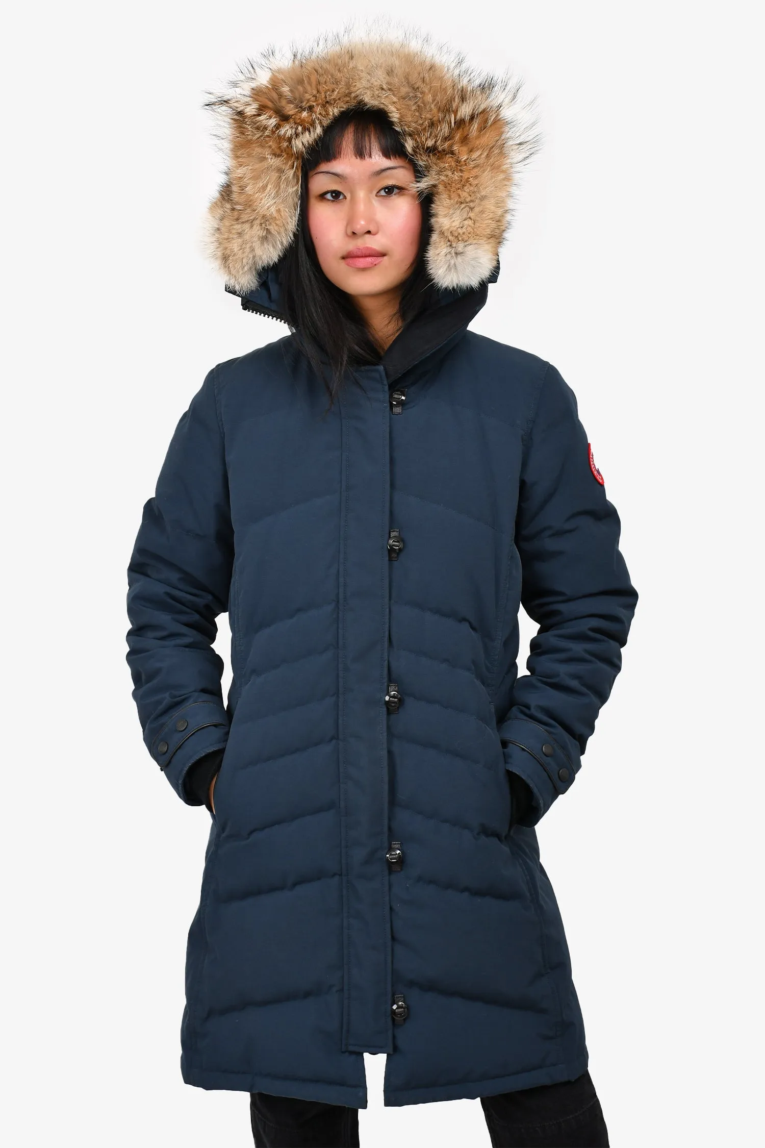 Canada Goose Navy Down Puffer Coat With Fur Hood Size M