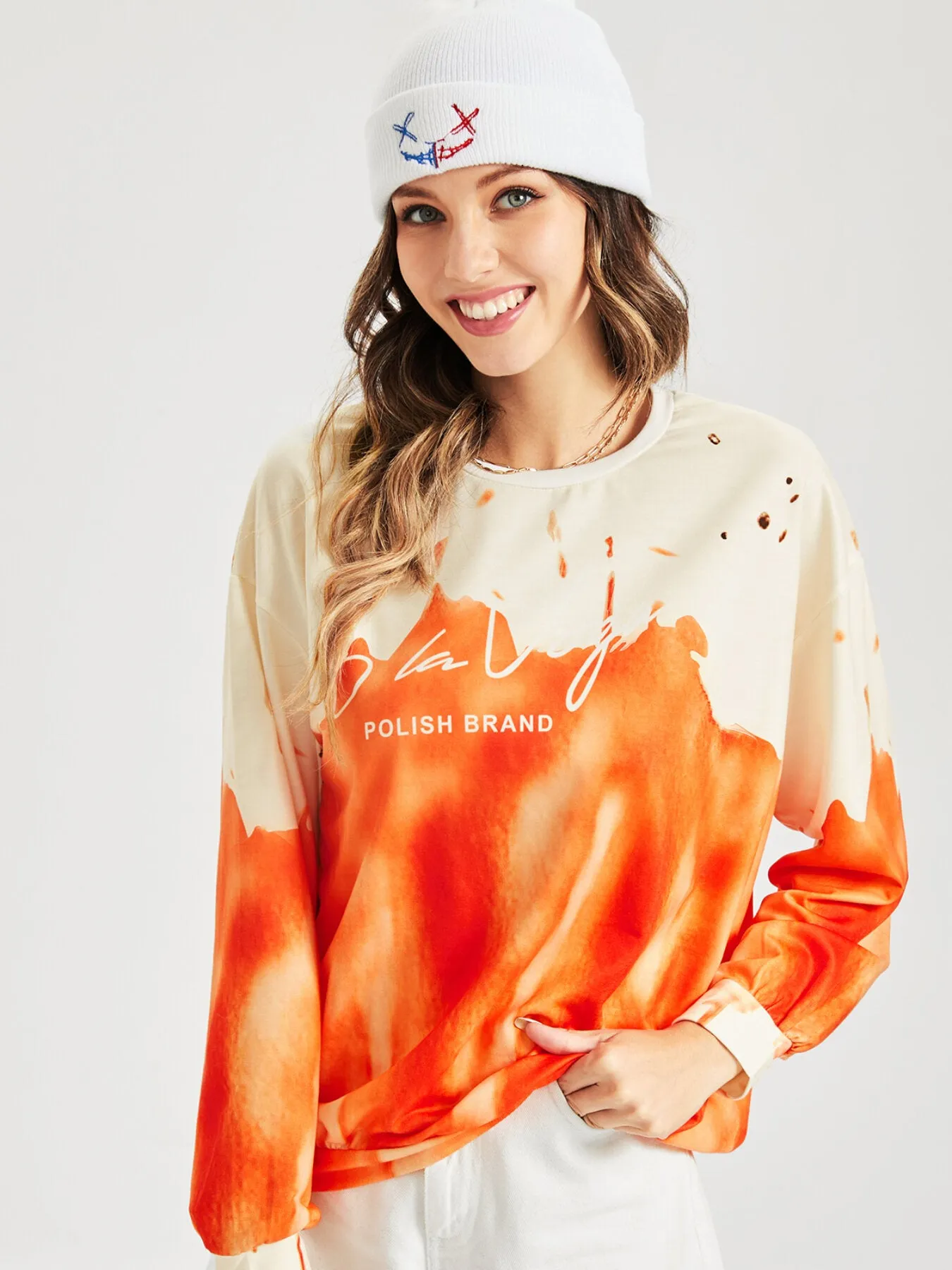 Casual Colorblock Letter Print Sweashirt