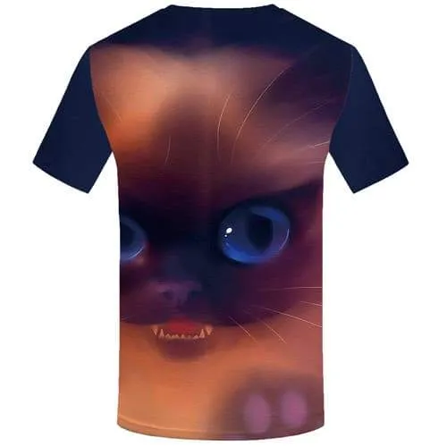 Cat T shirts Men Psychedelic Tshirt Printed Colorful Tshirts Cool Animal Tshirt Anime Lovely T-shirts Graphic Short Sleeve