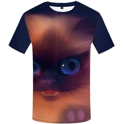 Cat T shirts Men Psychedelic Tshirt Printed Colorful Tshirts Cool Animal Tshirt Anime Lovely T-shirts Graphic Short Sleeve