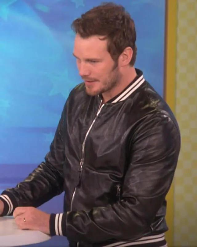 Chris Pratt Ellen Black Bomber Leather Jacket