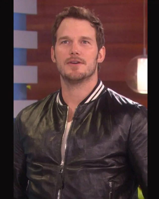 Chris Pratt Ellen Black Bomber Leather Jacket