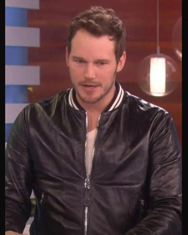 Chris Pratt Ellen Black Bomber Leather Jacket