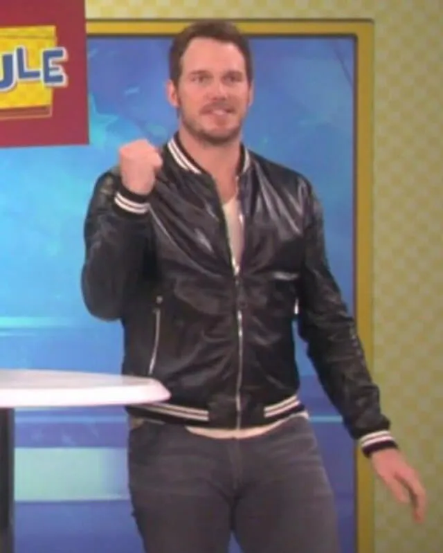 Chris Pratt Ellen Black Bomber Leather Jacket