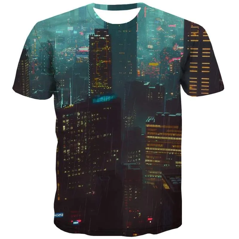 City T-shirt Men Colorful Shirt Print Street Tshirts Cool Harajuku Tshirt Printed