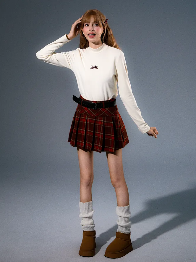 College Style 2-Pattern High Waist Plaid Skirt