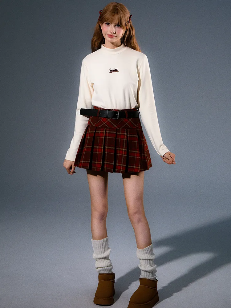 College Style 2-Pattern High Waist Plaid Skirt