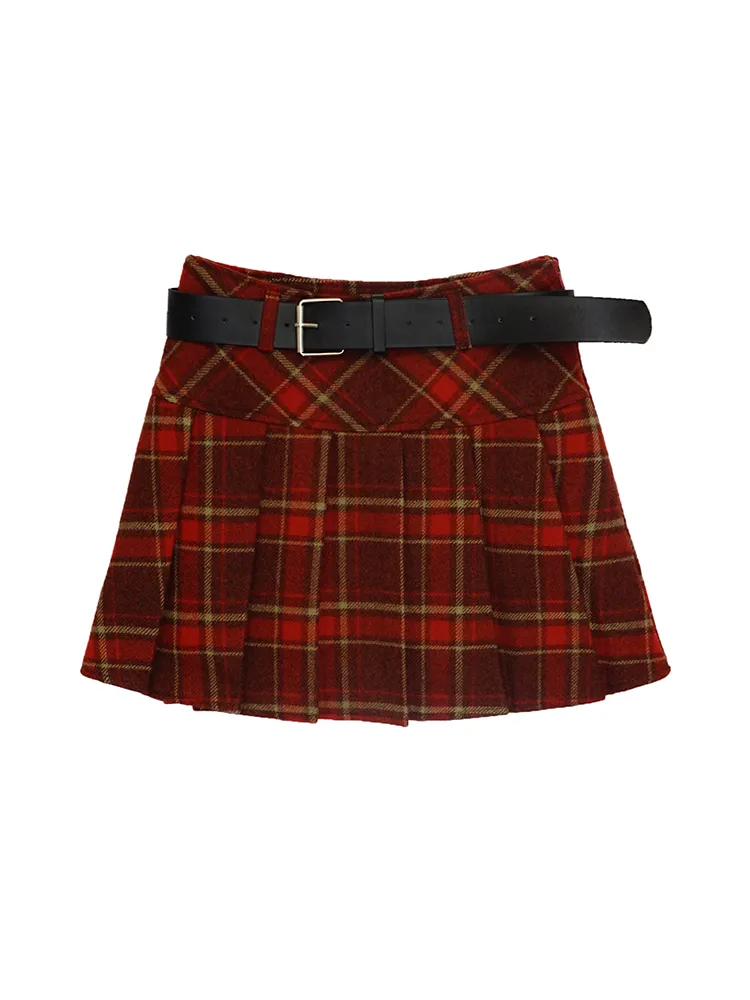 College Style 2-Pattern High Waist Plaid Skirt