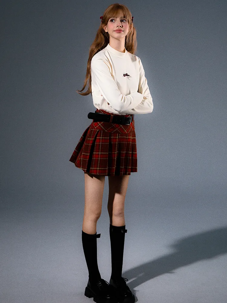 College Style 2-Pattern High Waist Plaid Skirt