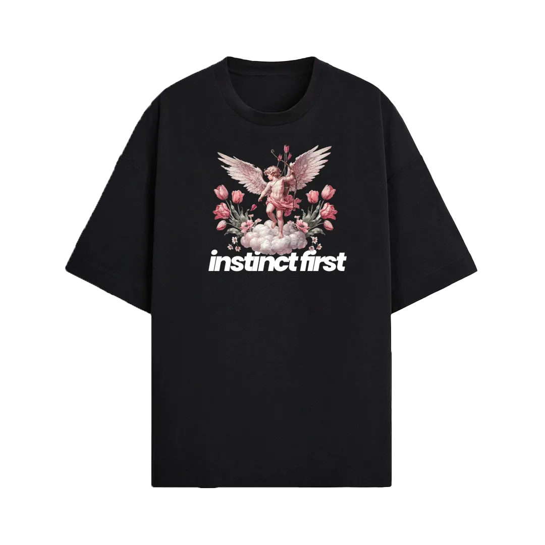 Cupid's Instinct Oversized T-shirt- Black