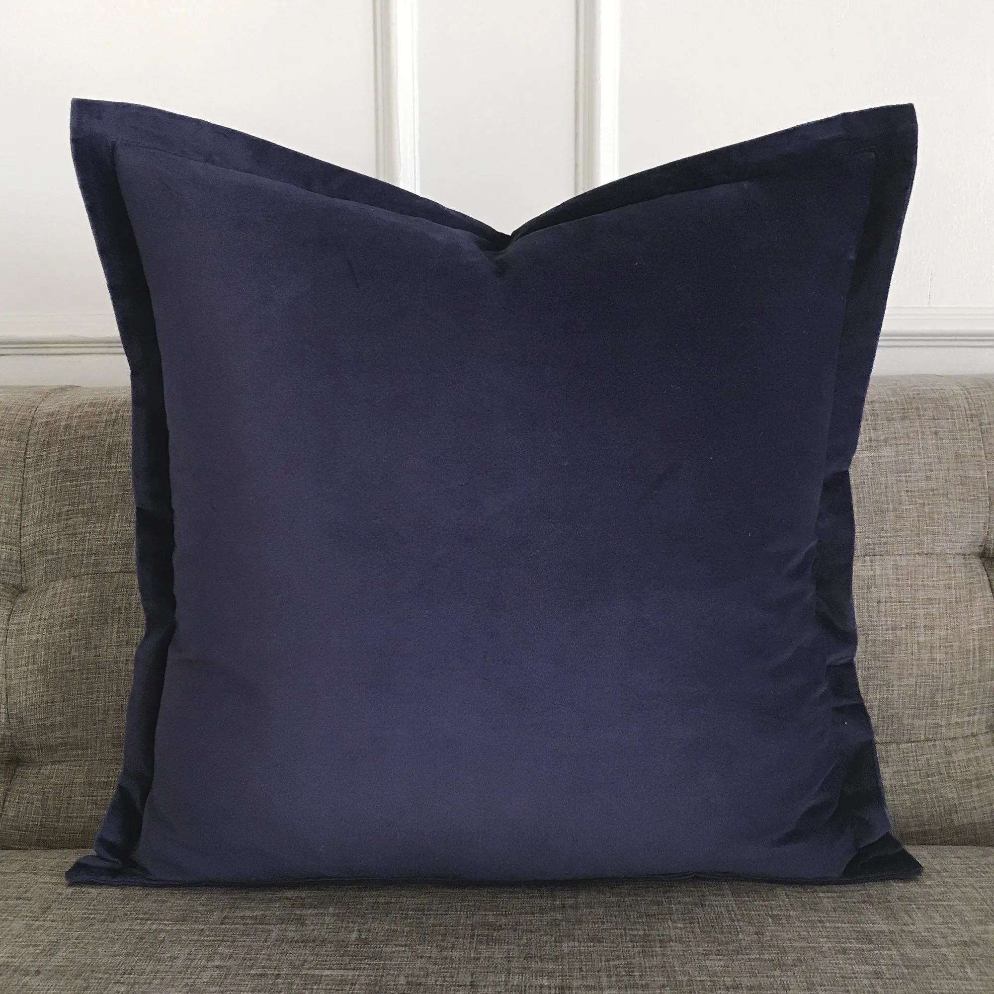 Deep Purple Velvet Self Flange Throw Pillow Cover 22x22