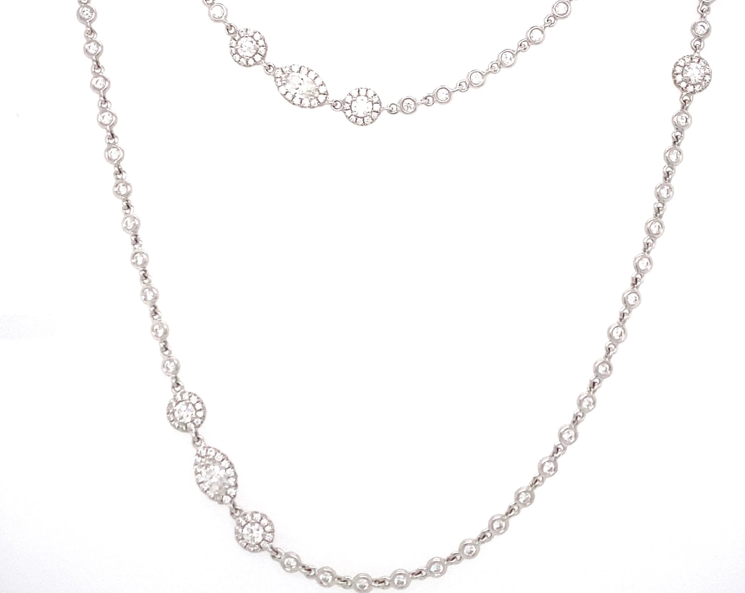 Diamond Halo Long Layering Necklace