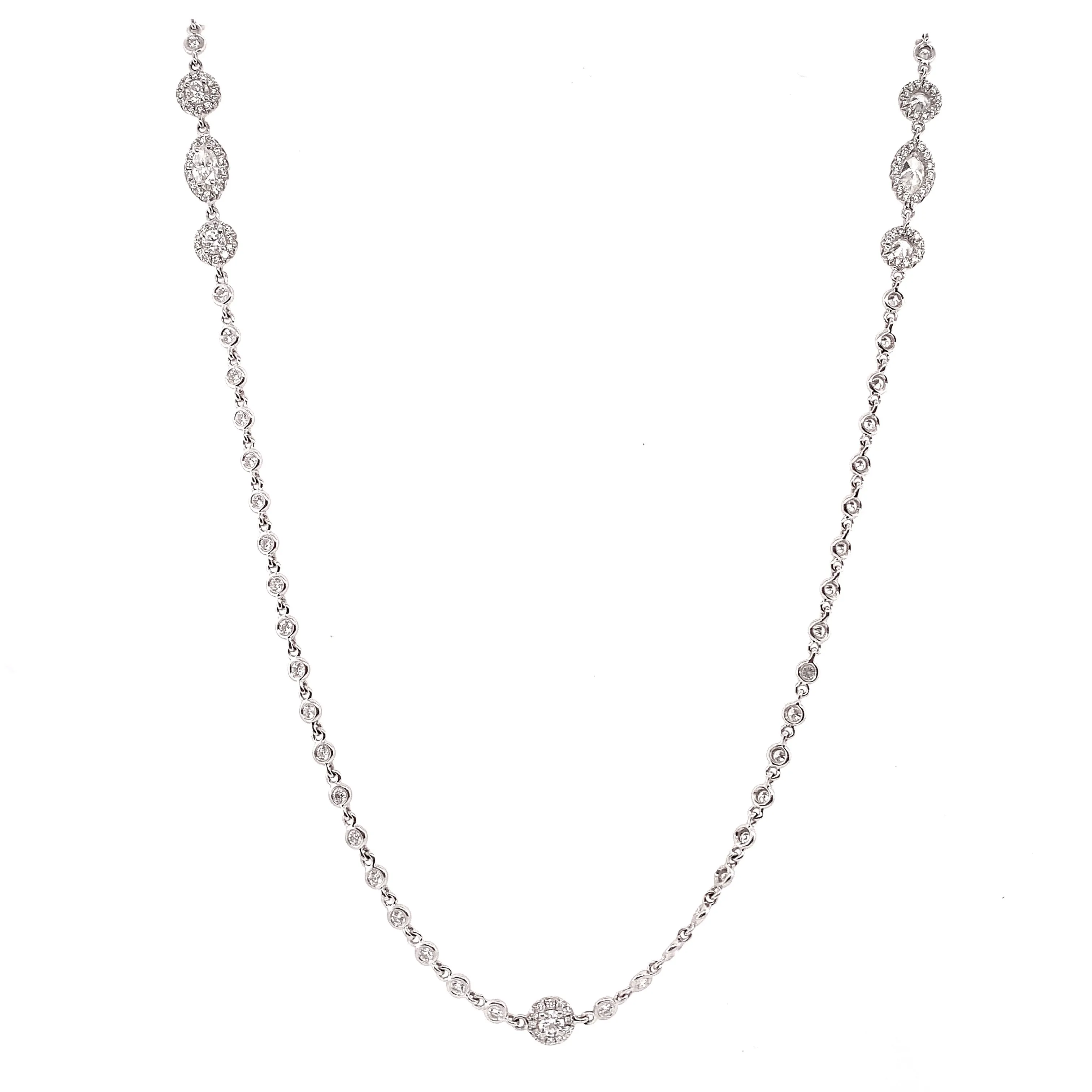 Diamond Halo Long Layering Necklace