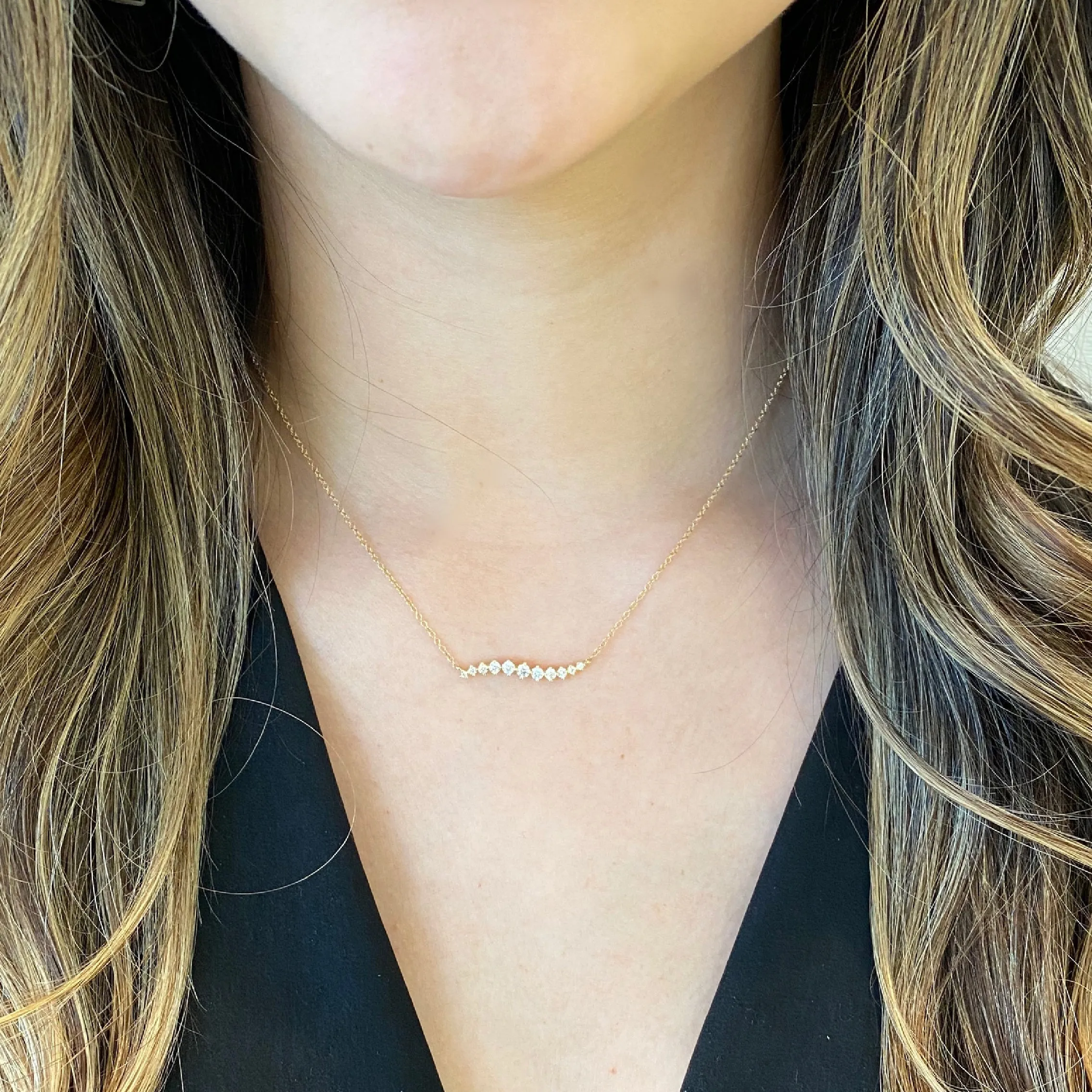 Diamond Wave Bar Necklace