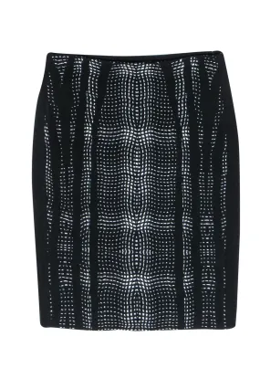 Diane von Furstenberg - Black & White Knit Pencil Skirt Sz 8