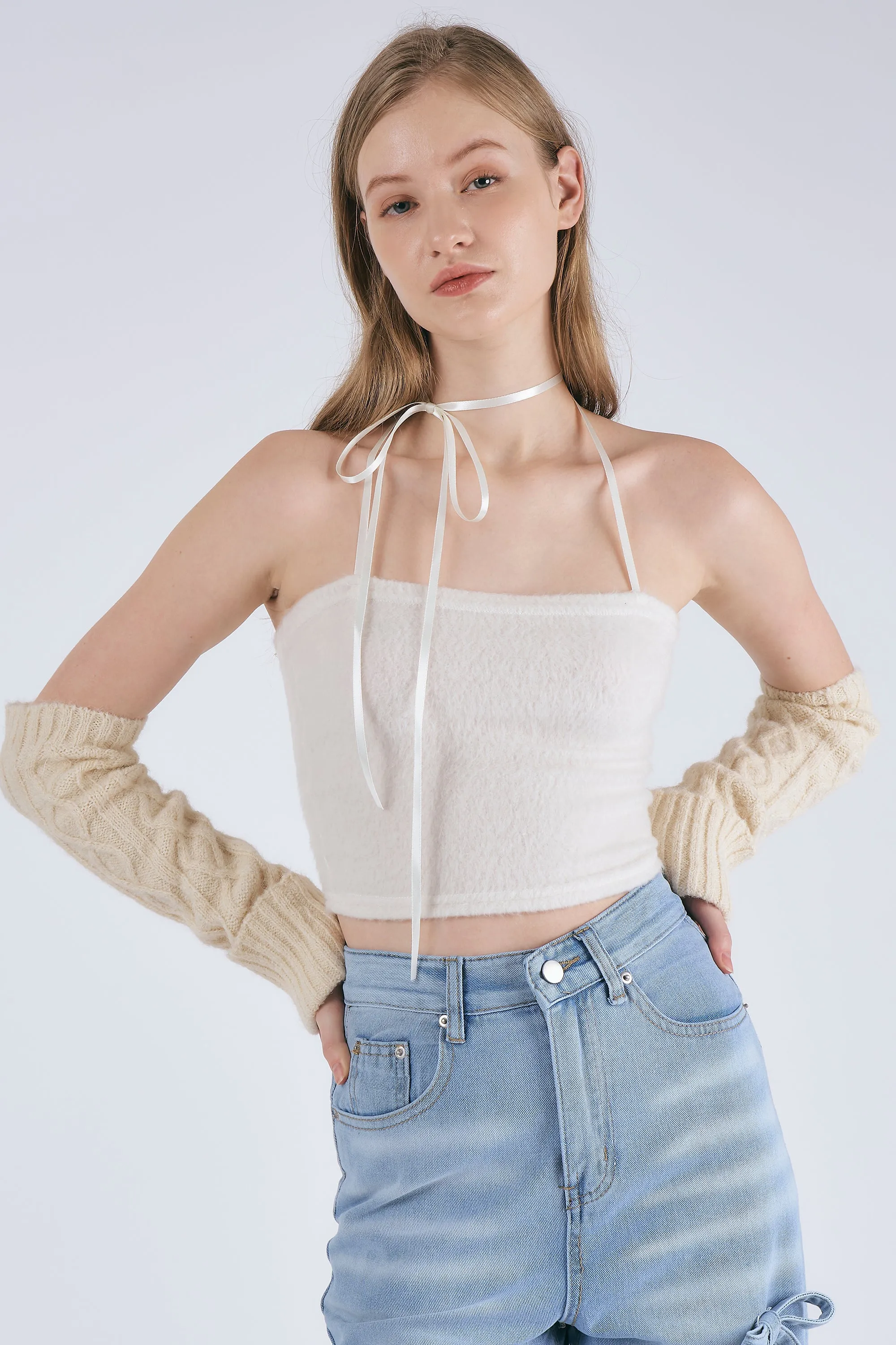 Ella Fuzzy Strapless Top