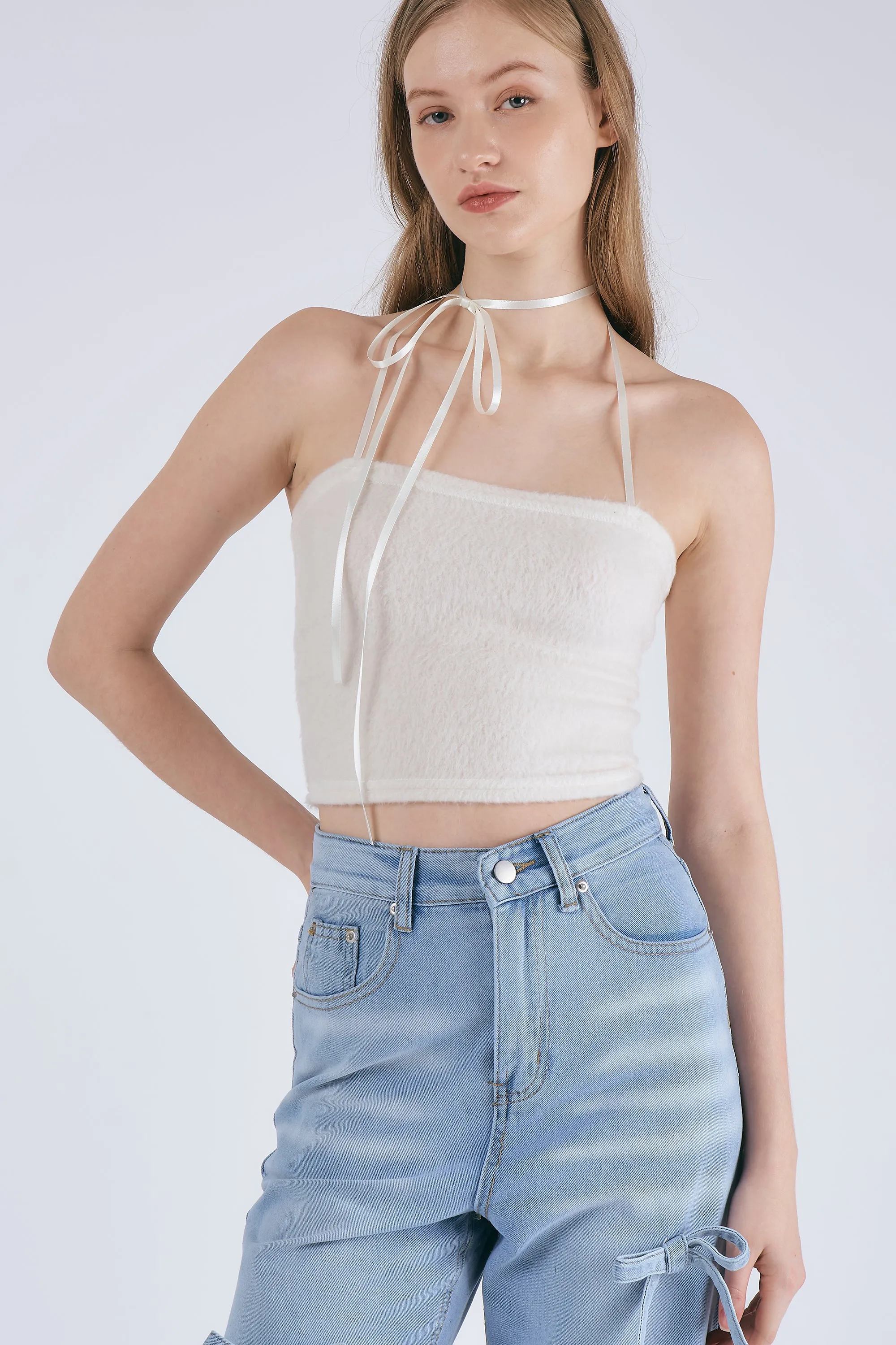 Ella Fuzzy Strapless Top