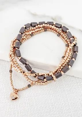 Envy Layered Gold & Grey Beaded Bracelet