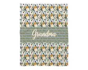 Family Name Minky Blanket - Mustard Cream Floral *2 Layer