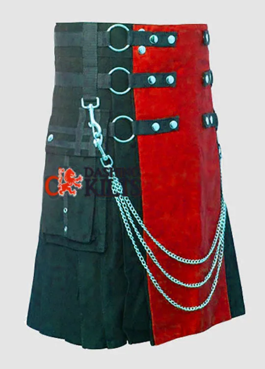 Fashion Tactical Red & Black Hybrid Kilt