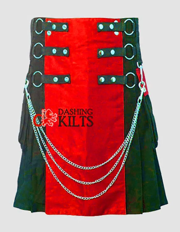 Fashion Tactical Red & Black Hybrid Kilt