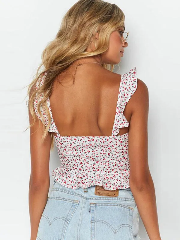 Floral Lace Open Back Top