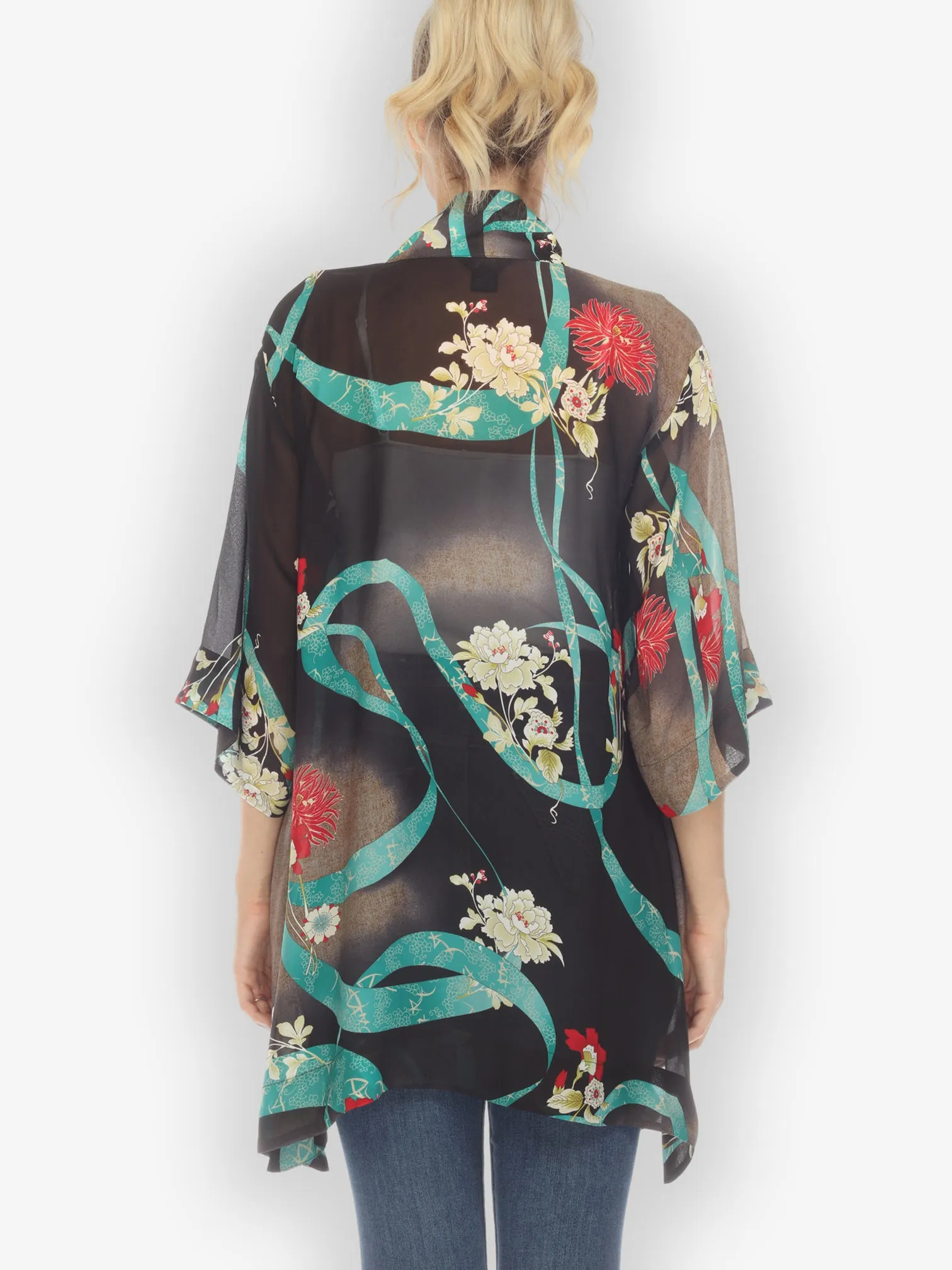 Flower and Swirls Kimono Top