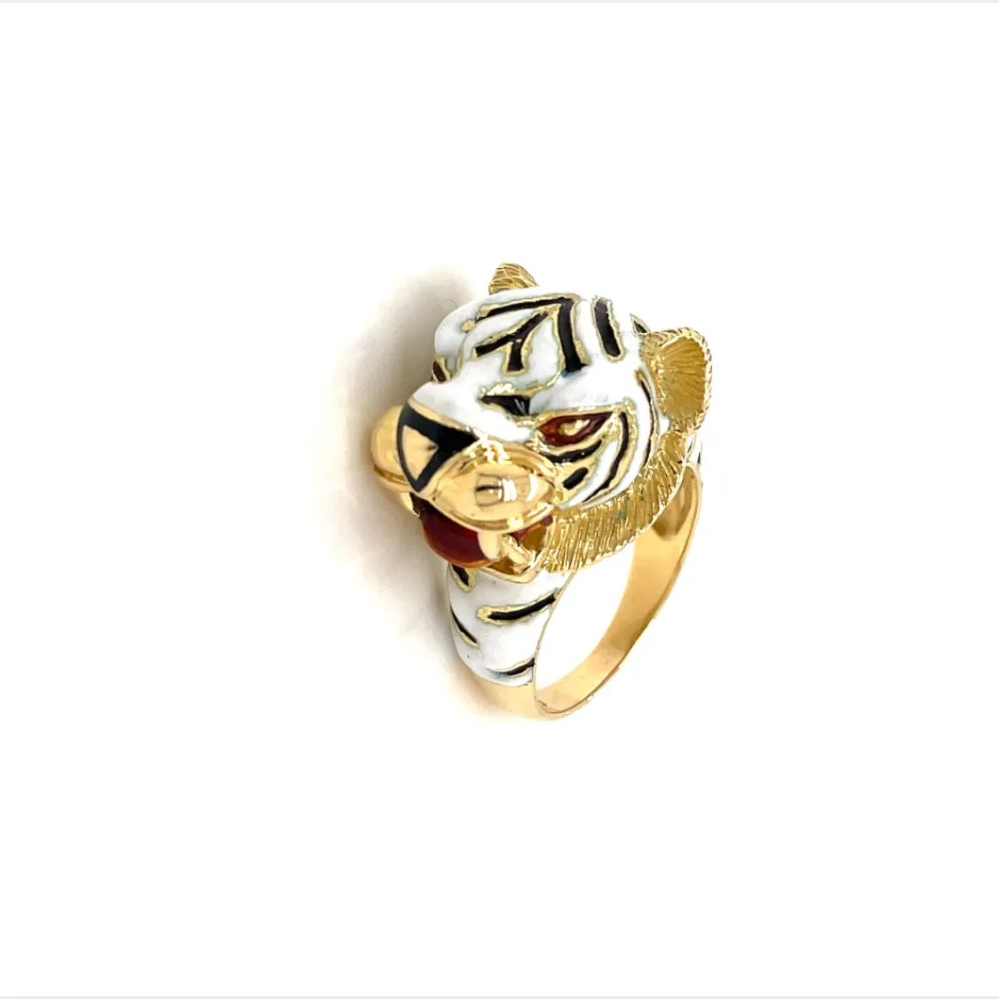 Frascarolo Italy Enamel Gold Tiger Ring