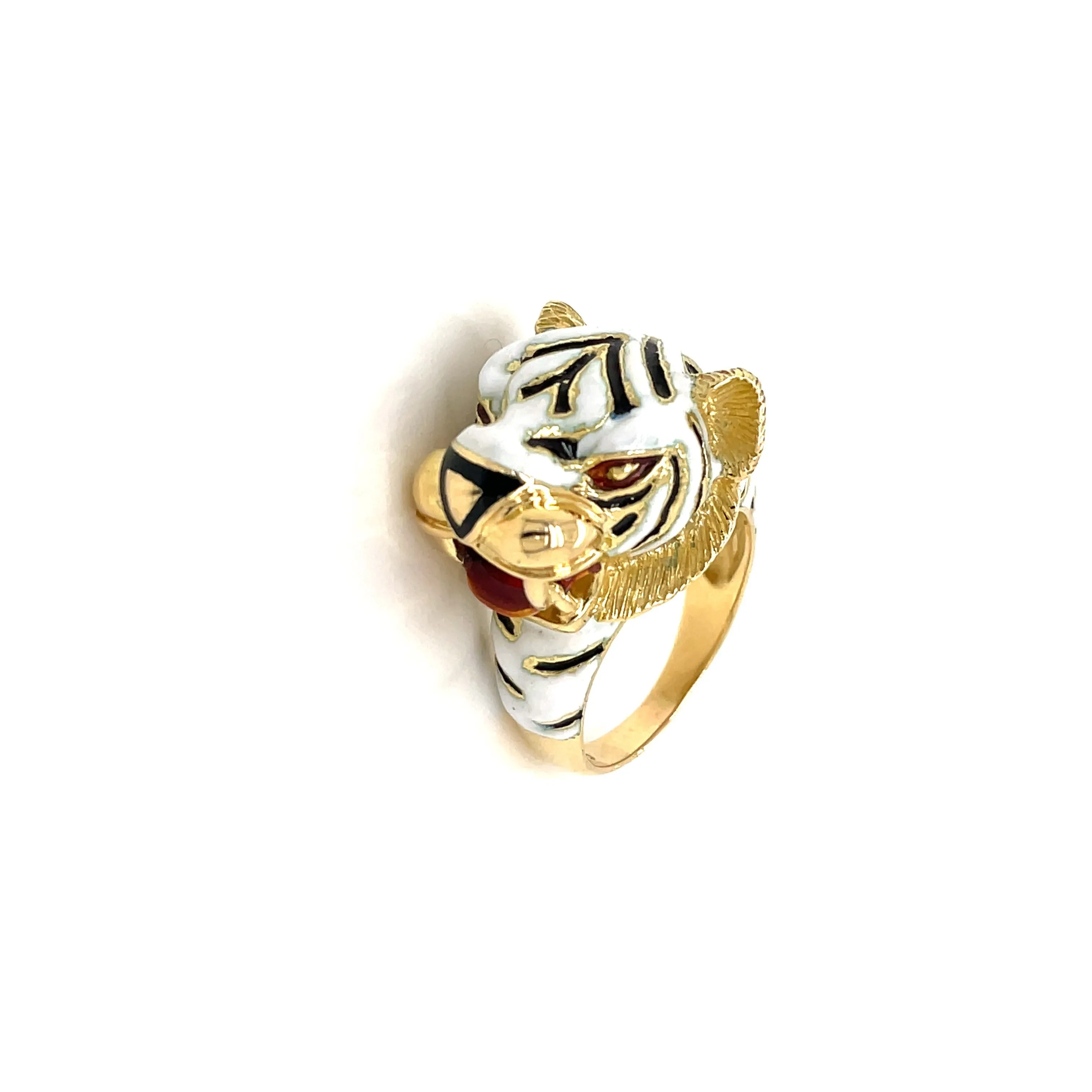 Frascarolo Italy Enamel Gold Tiger Ring