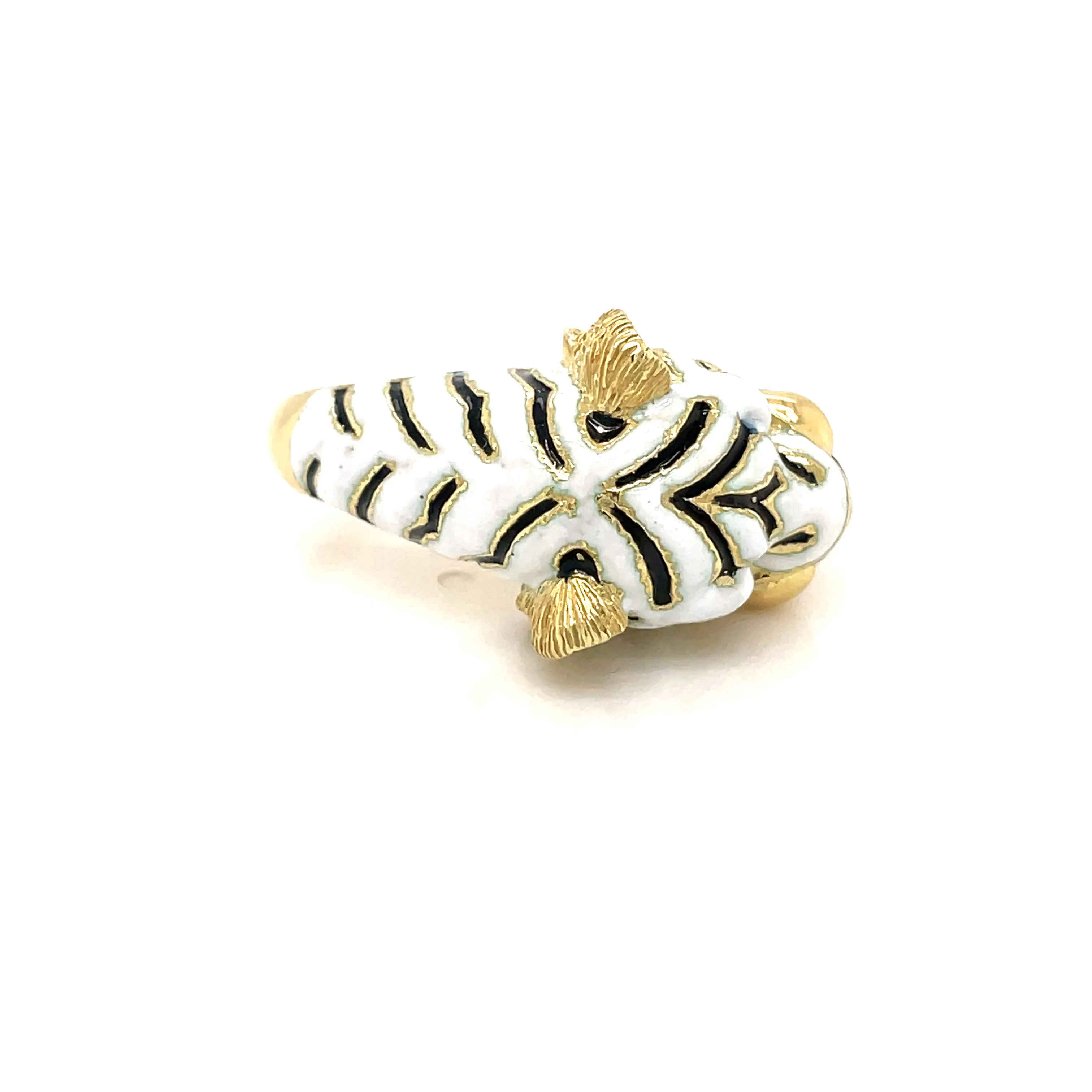 Frascarolo Italy Enamel Gold Tiger Ring