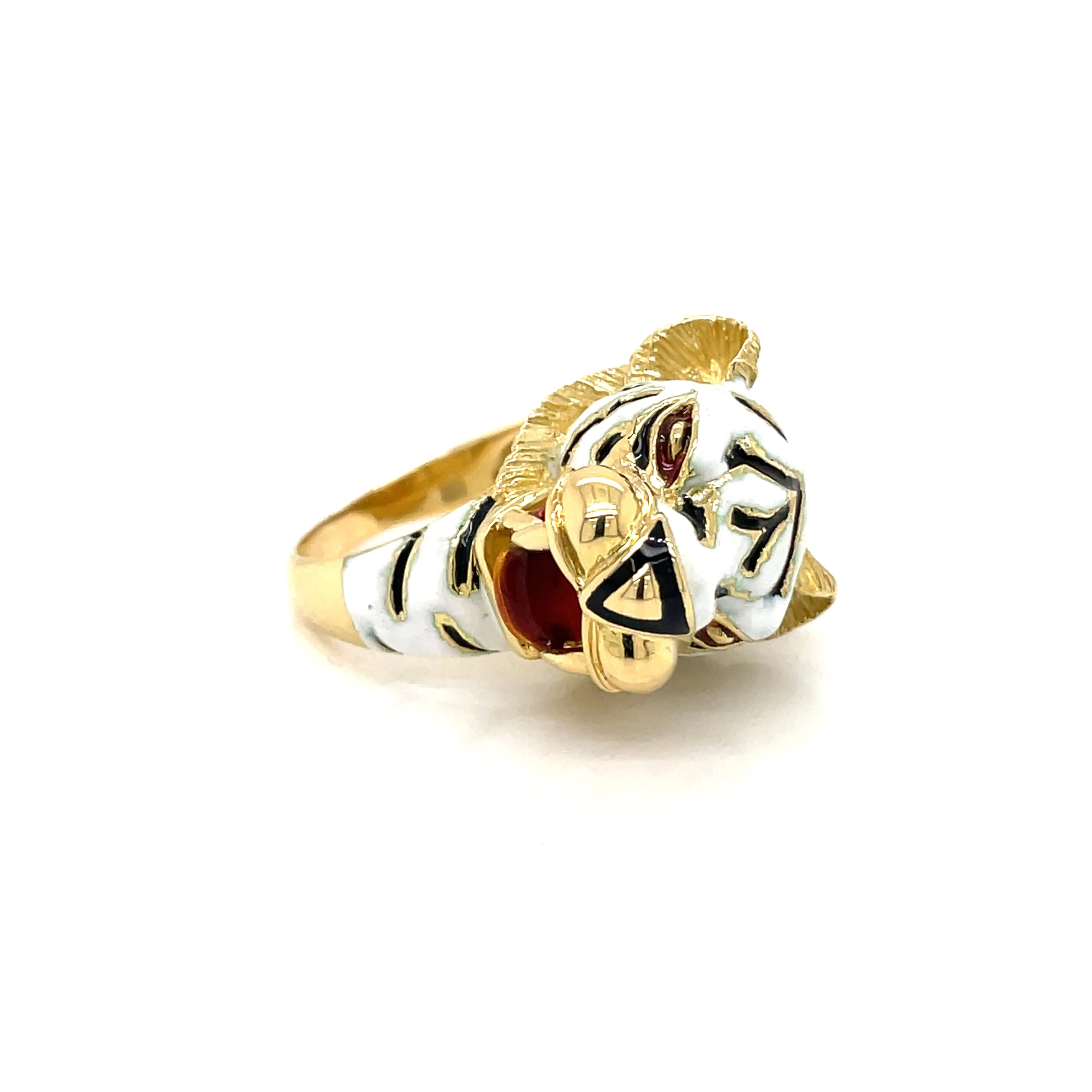 Frascarolo Italy Enamel Gold Tiger Ring