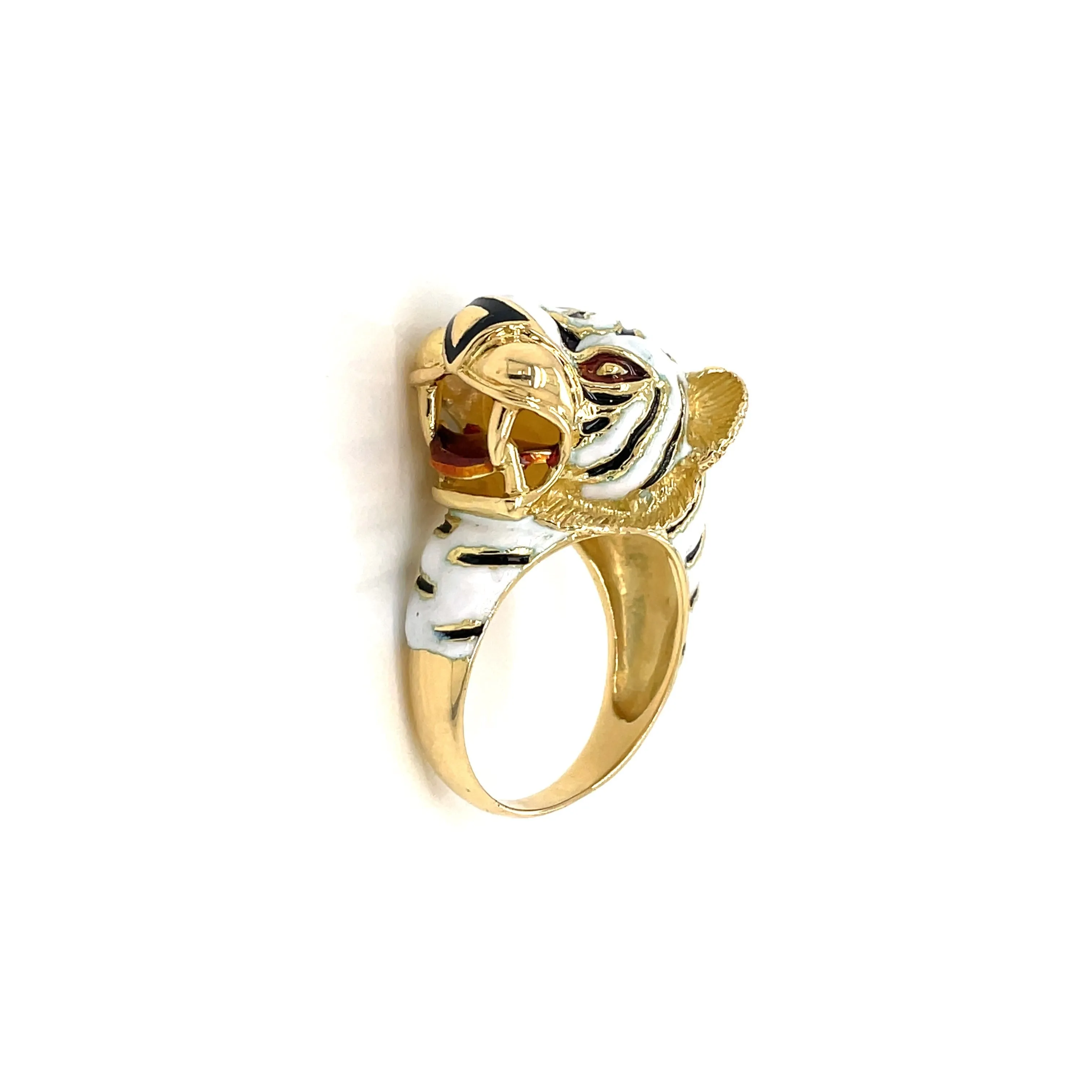 Frascarolo Italy Enamel Gold Tiger Ring