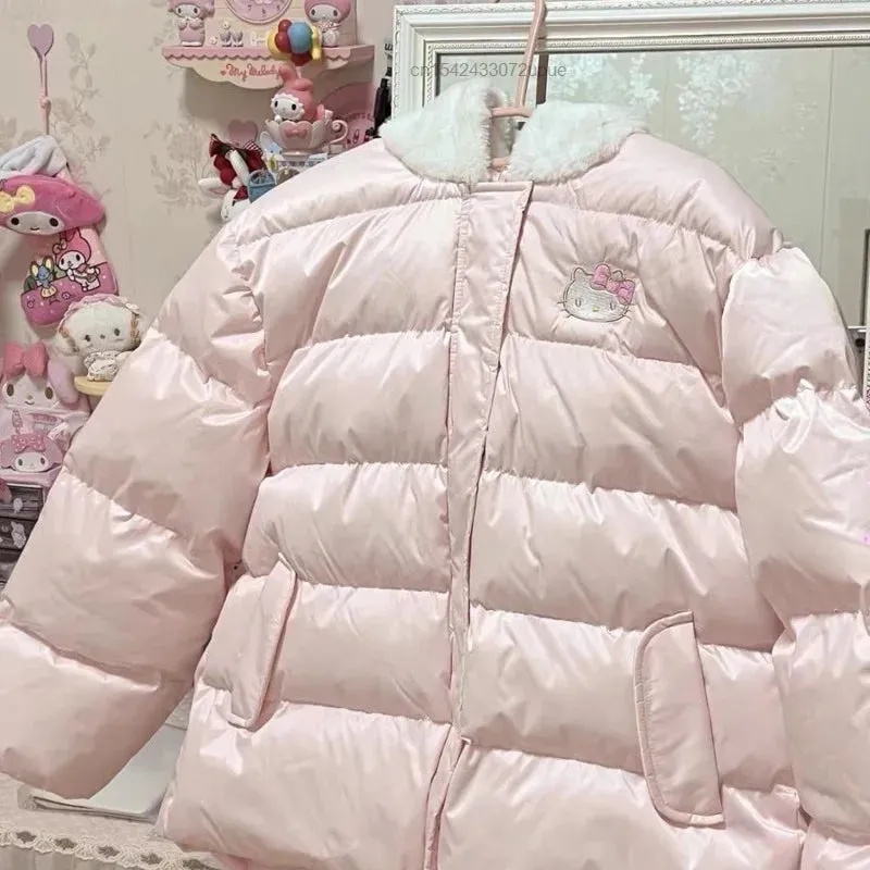 Fuzzy Kitty Bomber Puffer Jacket