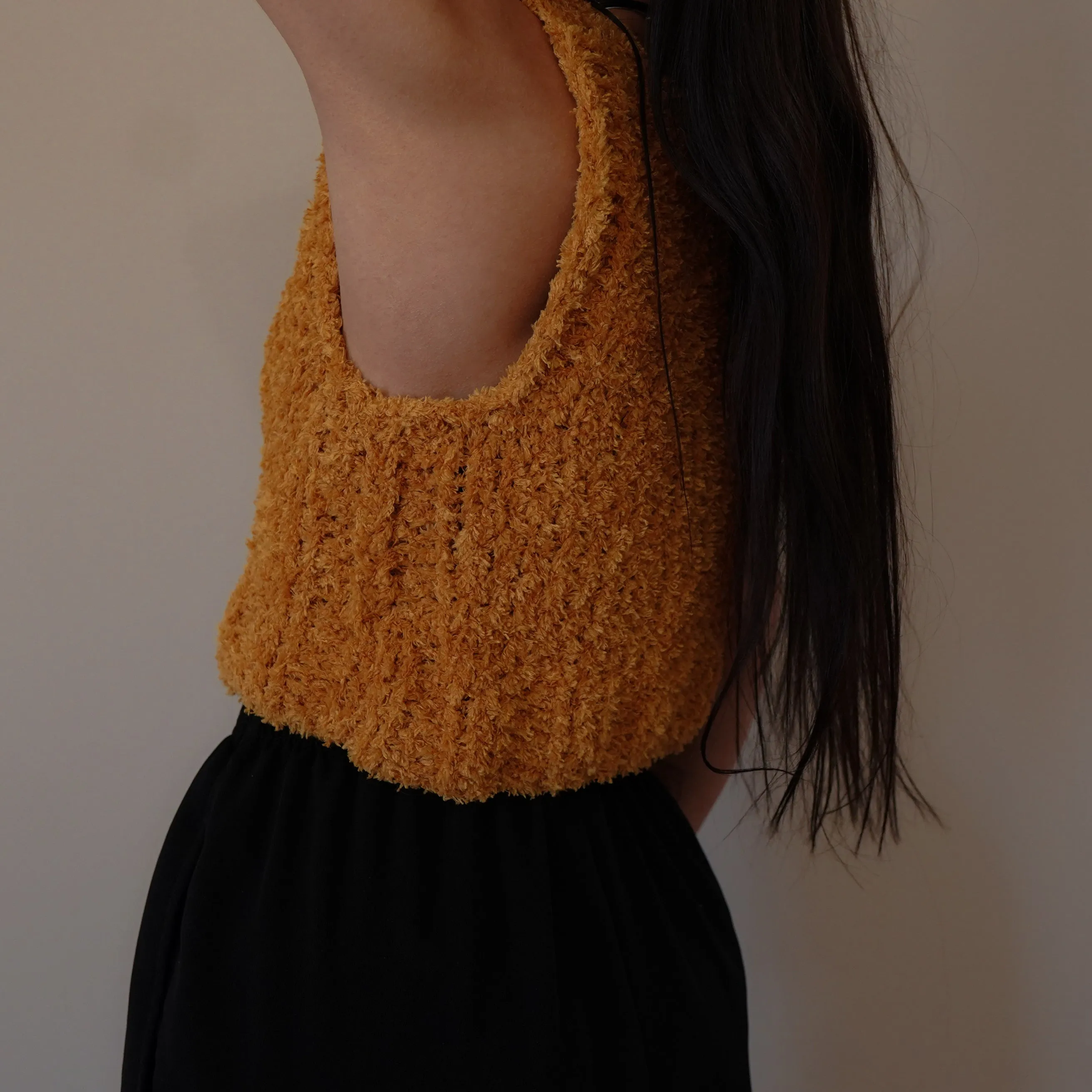 Fuzzy Orange Knitted Vest