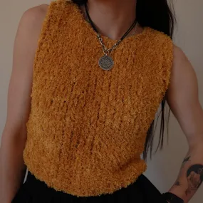 Fuzzy Orange Knitted Vest