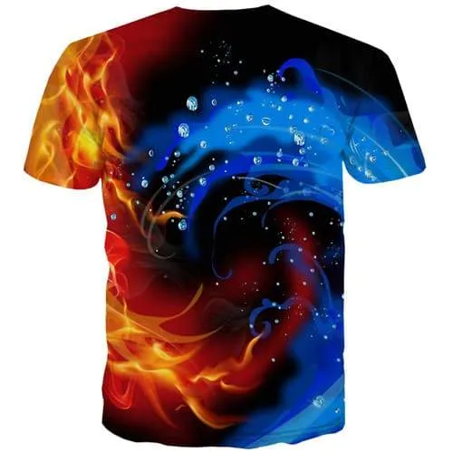 Galaxy T-shirt Men Psychedelic T-shirts Graphic Flame Tshirts Novelty Yin Yang Tshirt Printed Harajuku Shirt Print Short Sleeve