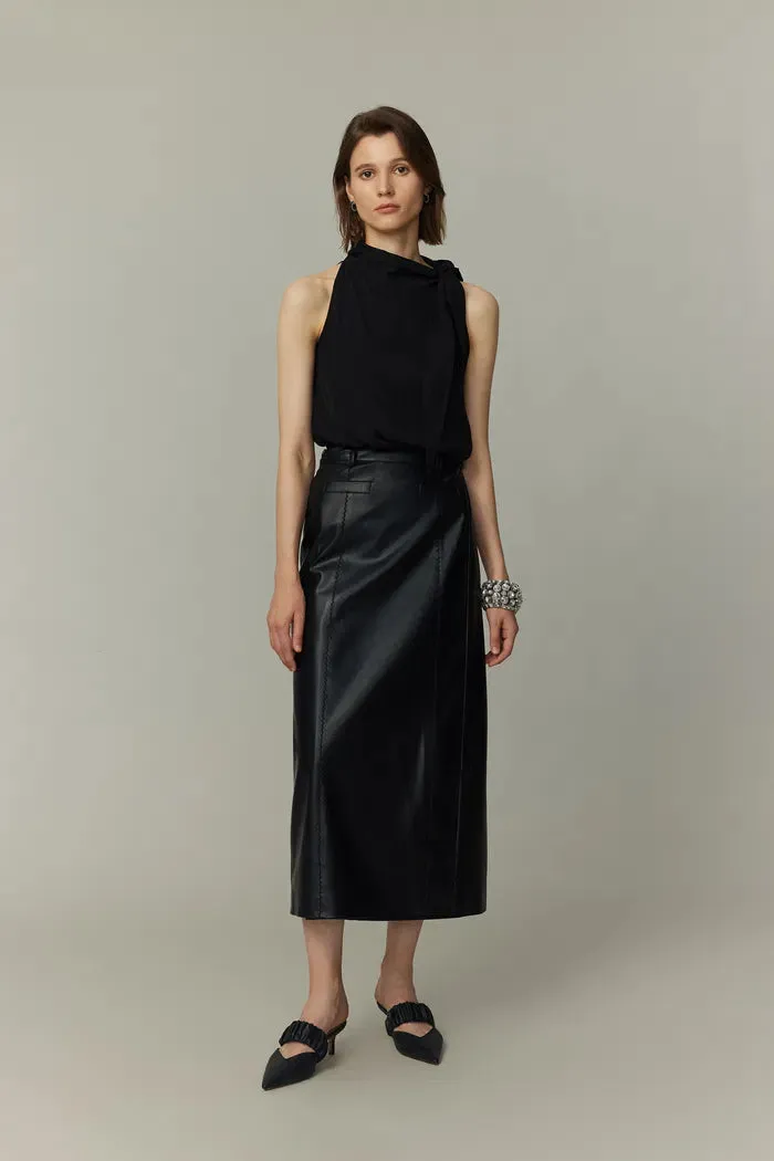 Gigi Midi Skirt in Vegan Leather