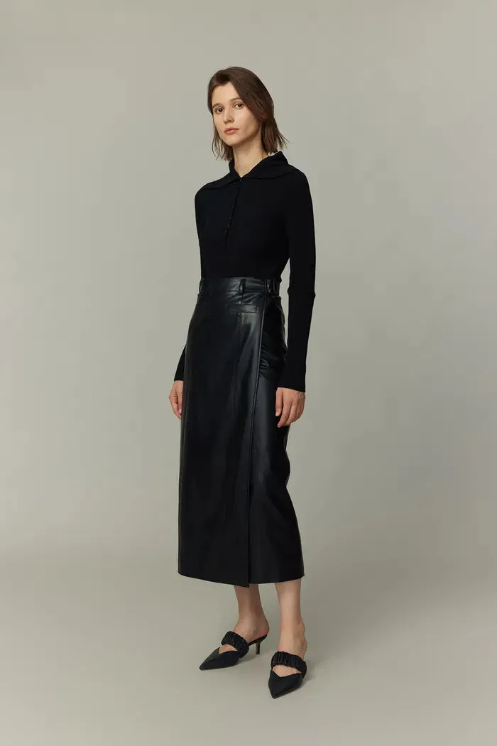 Gigi Midi Skirt in Vegan Leather