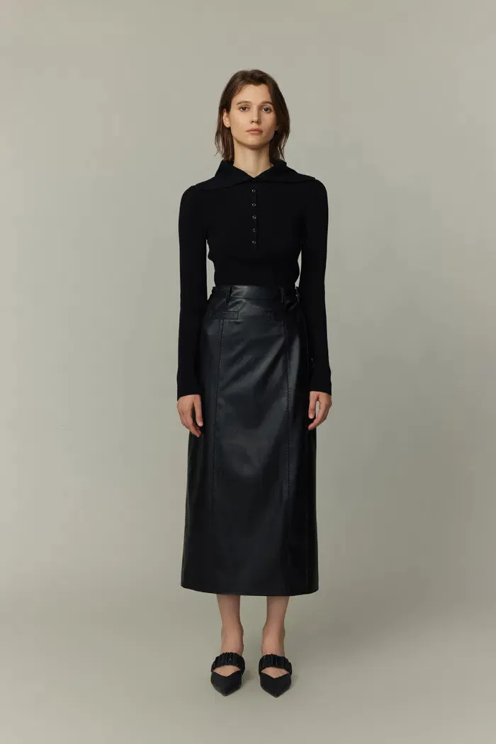 Gigi Midi Skirt in Vegan Leather