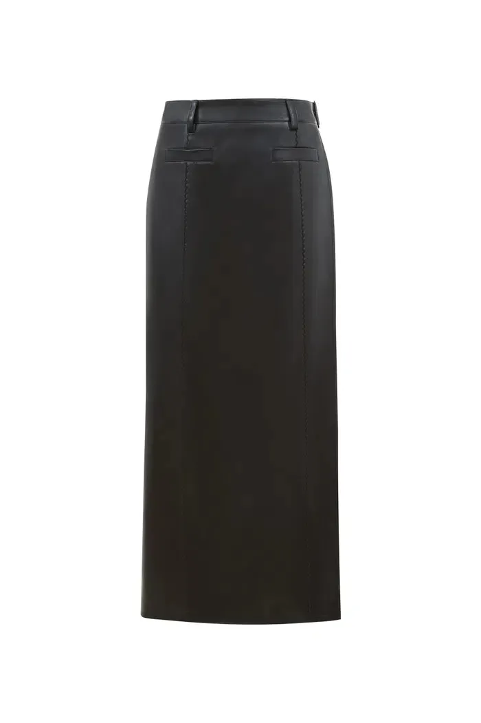 Gigi Midi Skirt in Vegan Leather