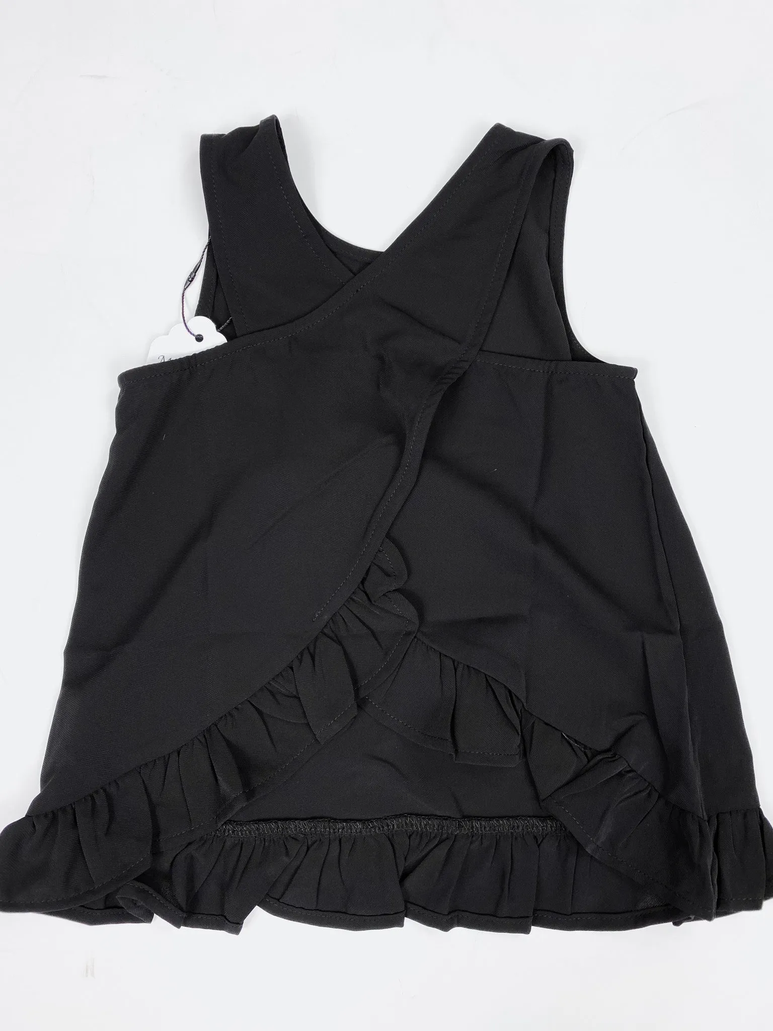 Girls Black Ruffle Tank Top