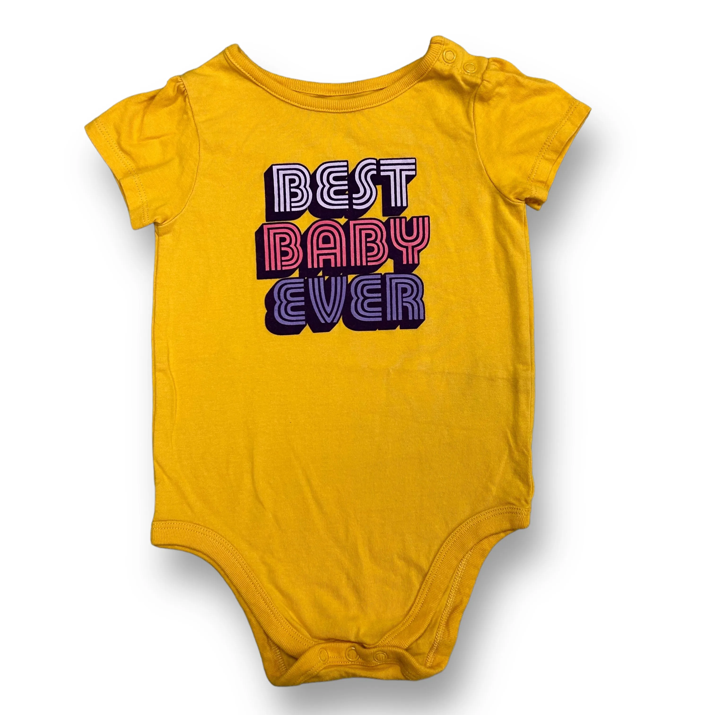 Girls Garanimals Size 18 Months Mustard Birthday Short Sleeve Bodysuit