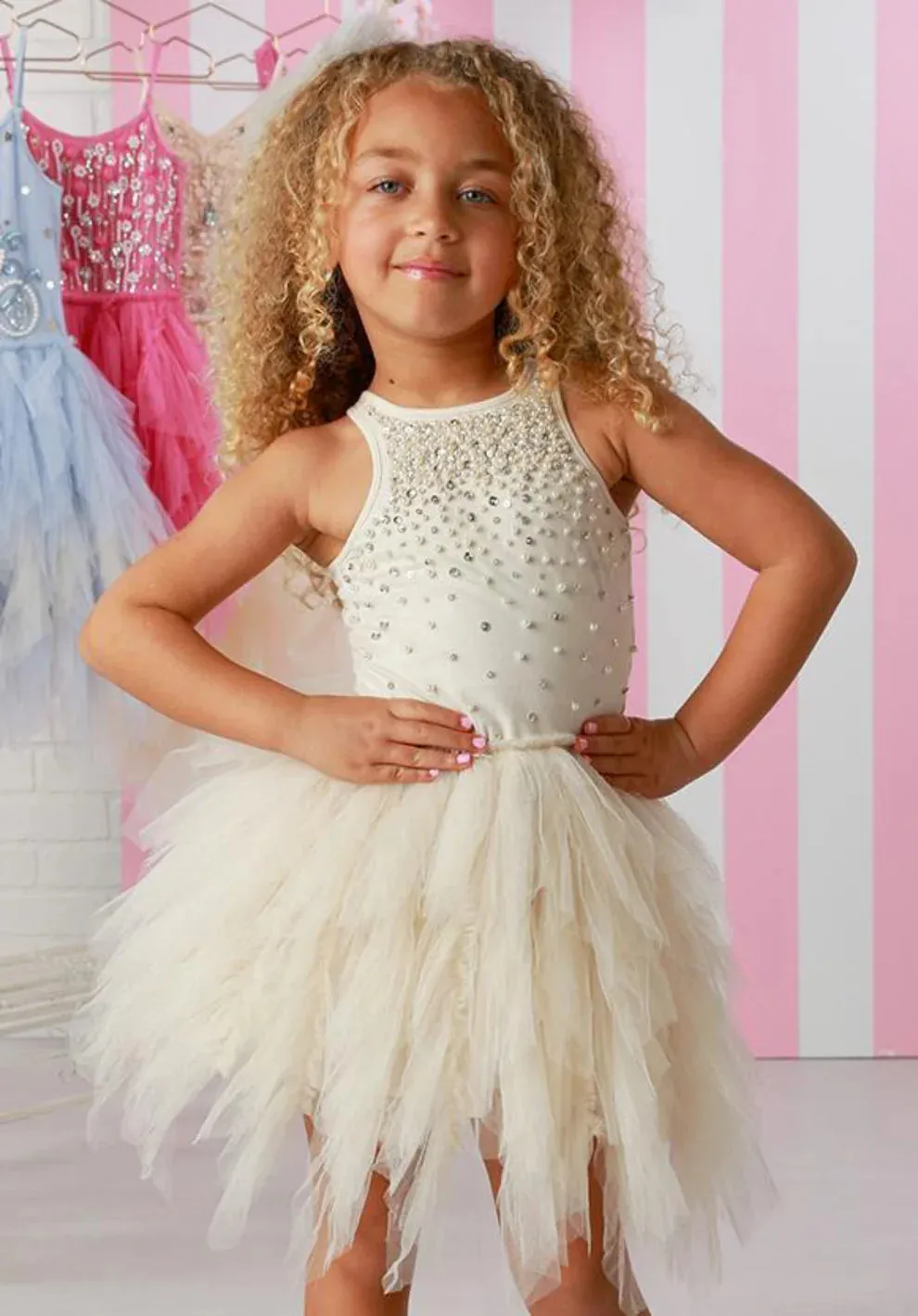 Girls Ivory Pearl Emma Tutu Dress 12M-14