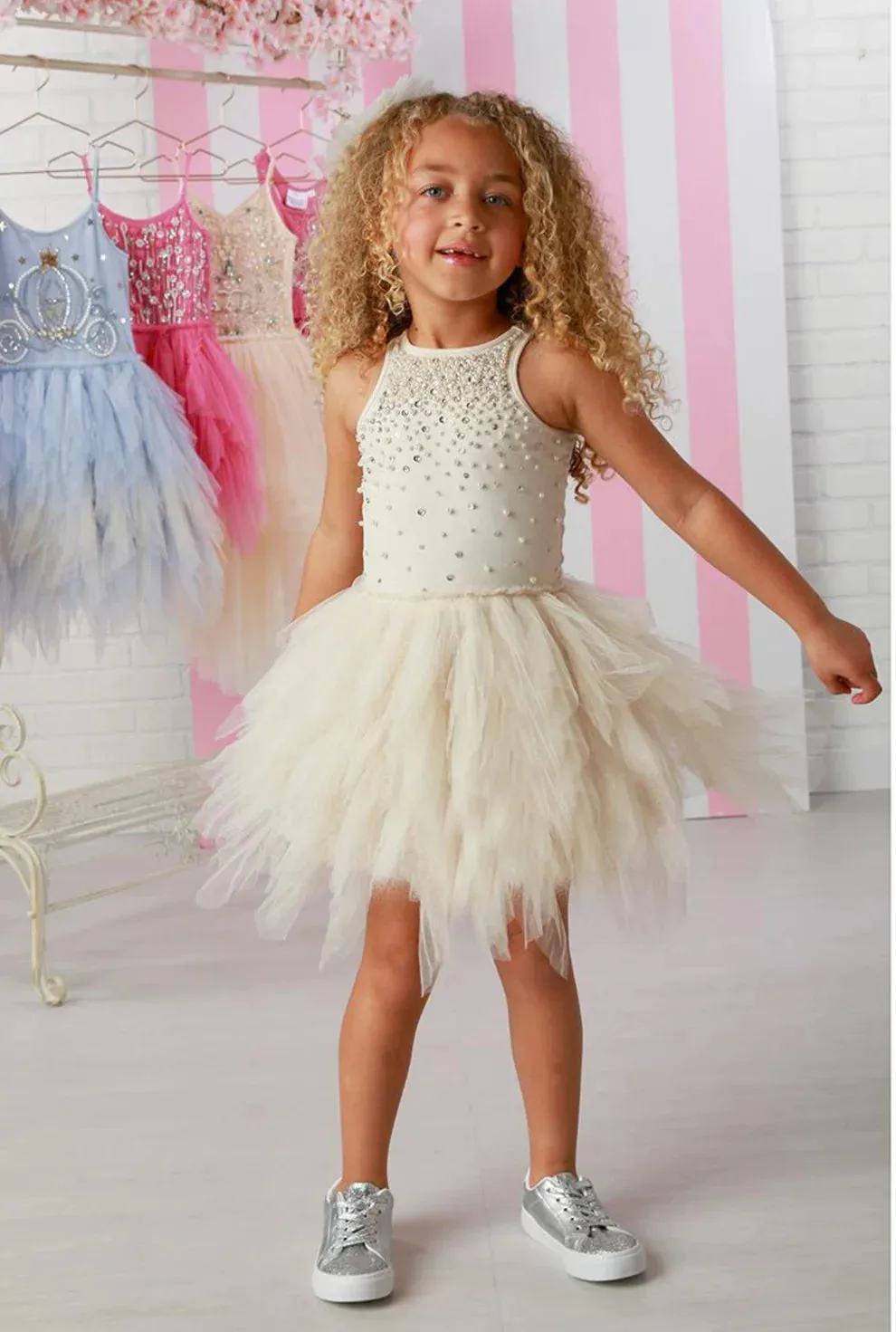 Girls Ivory Pearl Emma Tutu Dress 12M-14